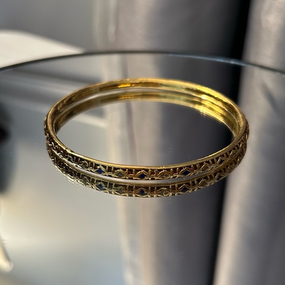 Vintage 18k Gold Plate Over Silver with Enameled Accents Bracelet - Picture 3 of 12